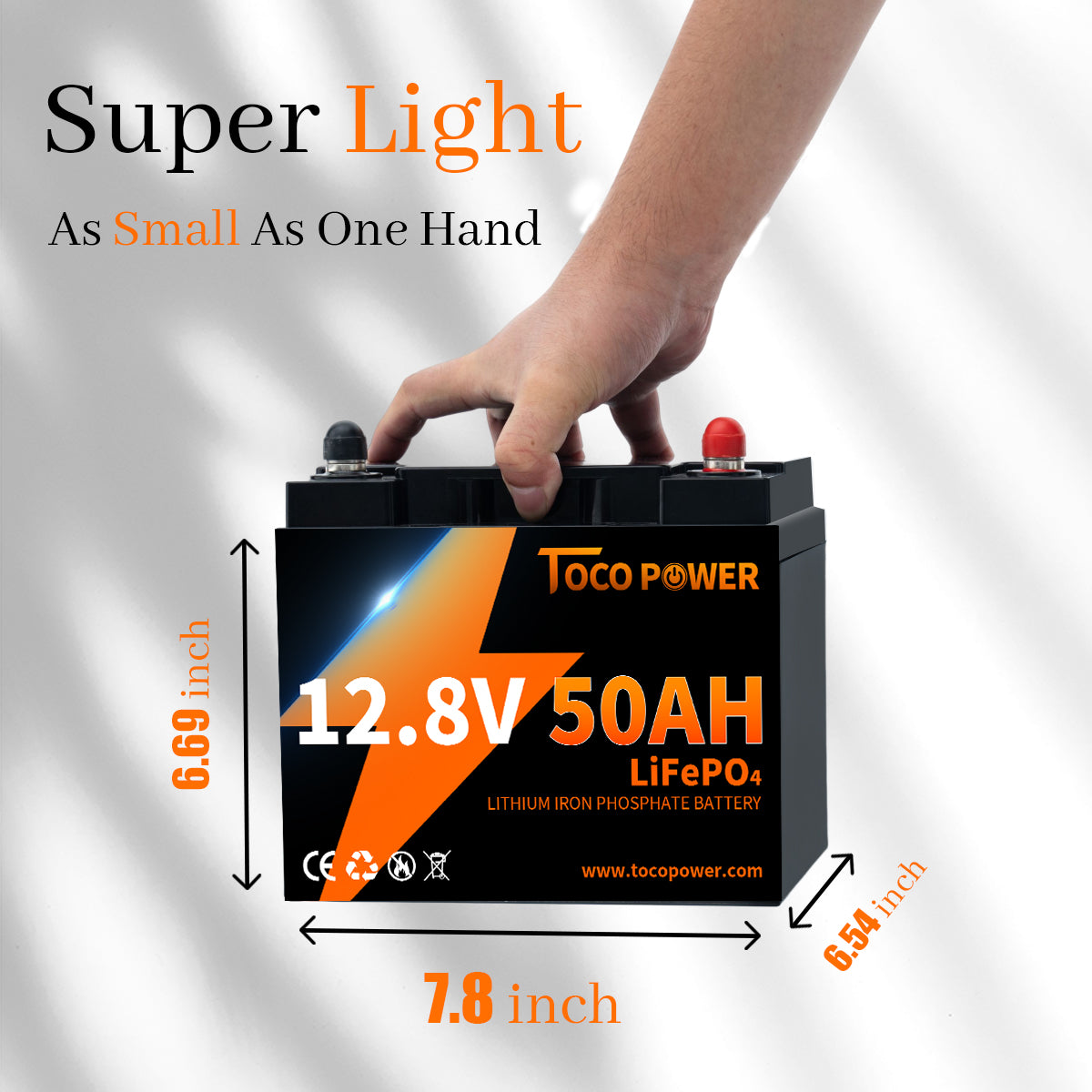 Tocopower 12V 50Ah LiFePO4 Lithium Battery RV/Marine/Solar battery